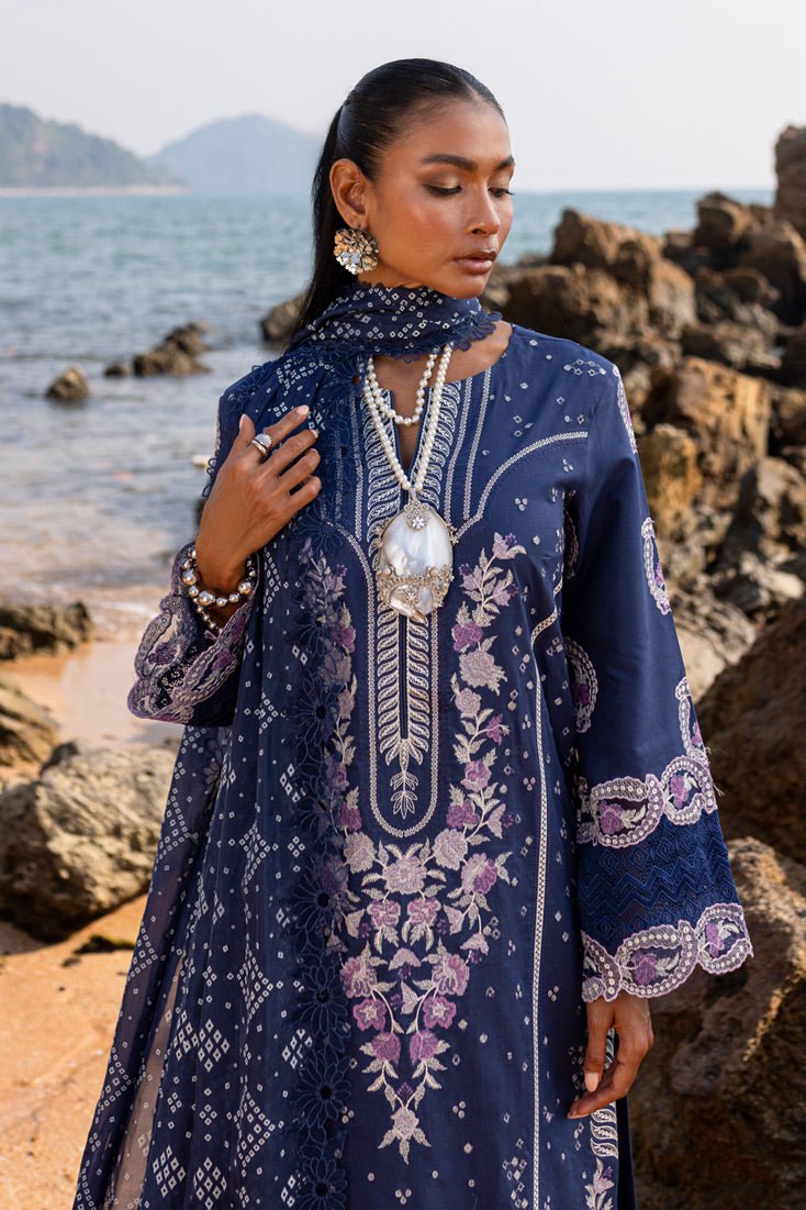 Marjjan | Fasana Lawn | MBL-09 B-Brand:Marjjan-Type:Ladies Clothes-Navy-Lawn-House of Maryam- Buy in UK, USA