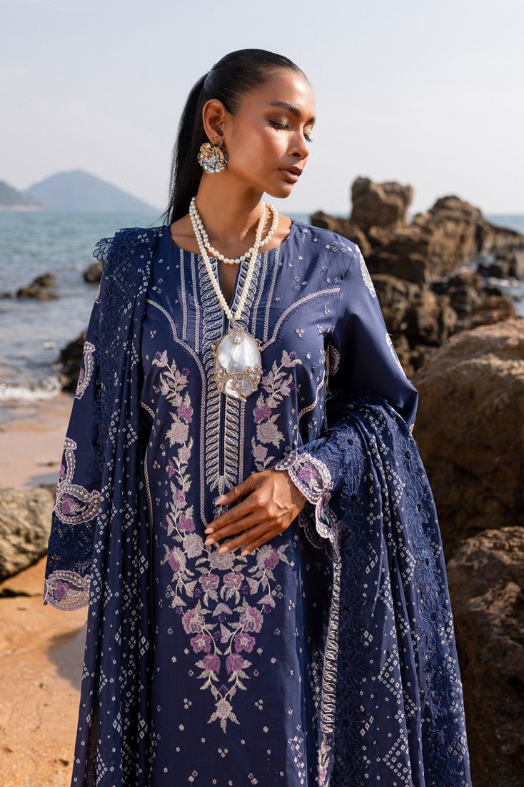Marjjan | Fasana Lawn | MBL-09 B-Brand:Marjjan-Type:Ladies Clothes-Navy-Lawn-House of Maryam- Buy in UK, USA