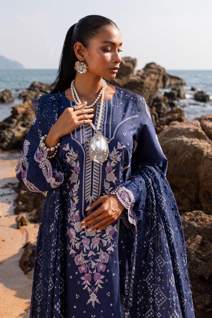 Marjjan | Fasana Lawn | MBL-09 B-Brand:Marjjan-Type:Ladies Clothes-Navy-Lawn-House of Maryam- Buy in UK, USA