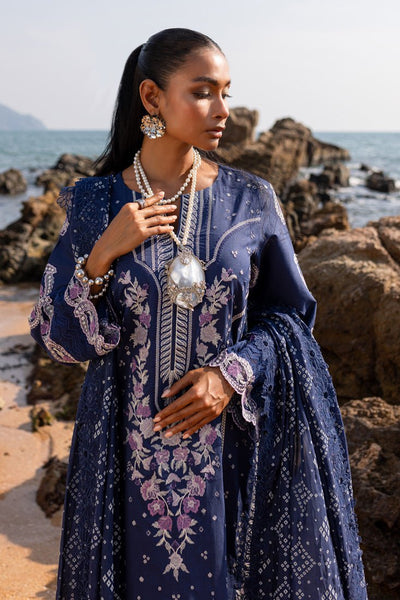 Marjjan | Fasana Lawn | MBL-09 B-Brand:Marjjan-Type:Ladies Clothes-Navy-Lawn-House of Maryam- Buy in UK, USA