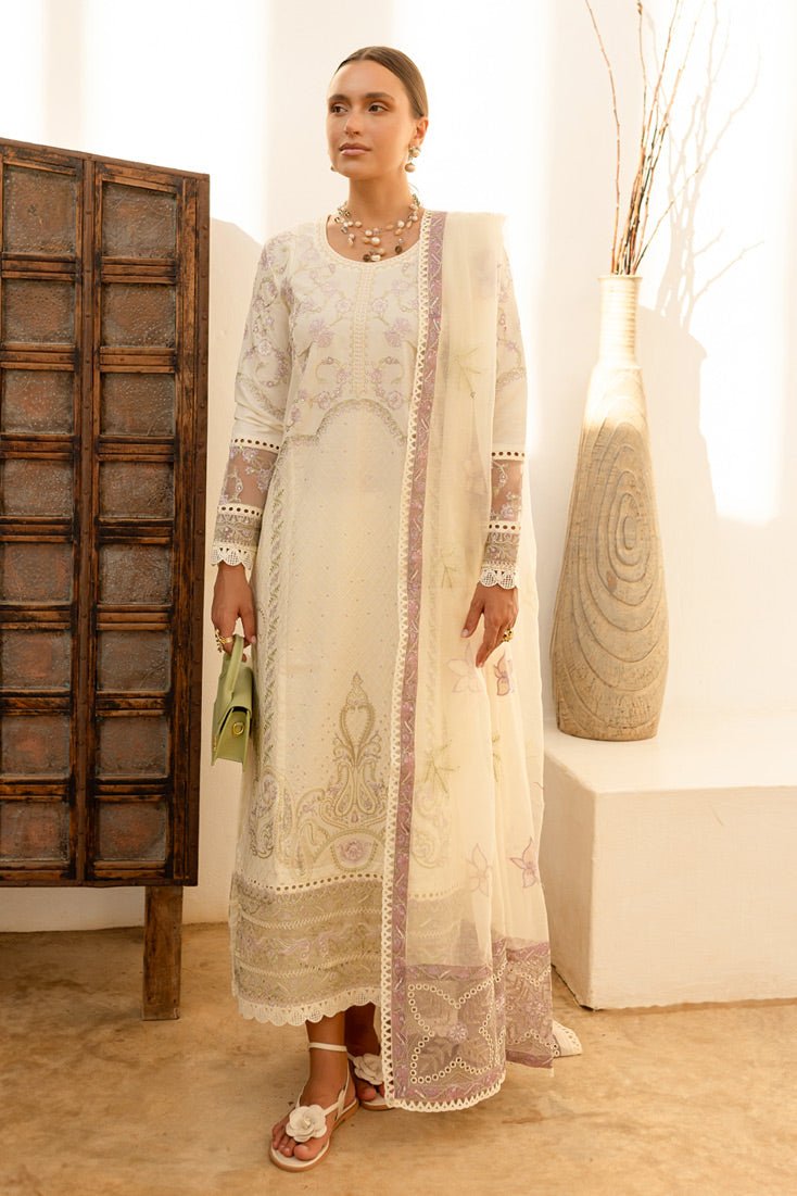 Marjjan | Fasana Lawn | MBL-11 A-Brand:Marjjan-Type:Ladies Clothes-Ivory-Lawn-House of Maryam- Buy in UK, USA