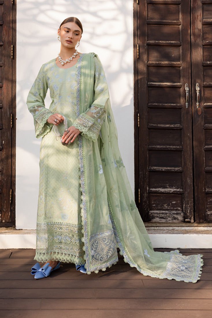 Marjjan | Fasana Lawn | MBL-11 B-Brand:Marjjan-Type:Ladies Clothes-Lawn-Mint Gray-House of Maryam- Buy in UK, USA