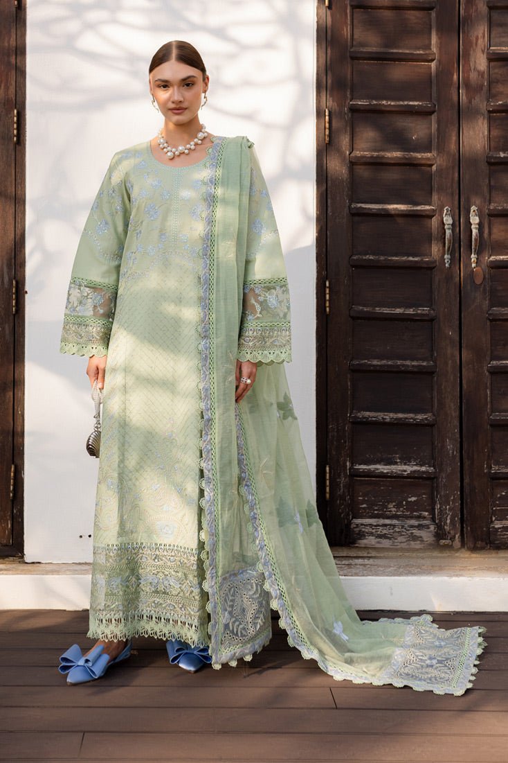 Marjjan | Fasana Lawn | MBL-11 B-Brand:Marjjan-Type:Ladies Clothes-Lawn-Mint Gray-House of Maryam- Buy in UK, USA