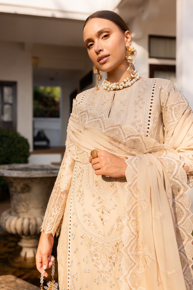 Marjjan | Fasana Lawn | MBL-12 A-Brand:Marjjan-Type:Ladies Clothes-Beige-Lawn-House of Maryam- Buy in UK, USA