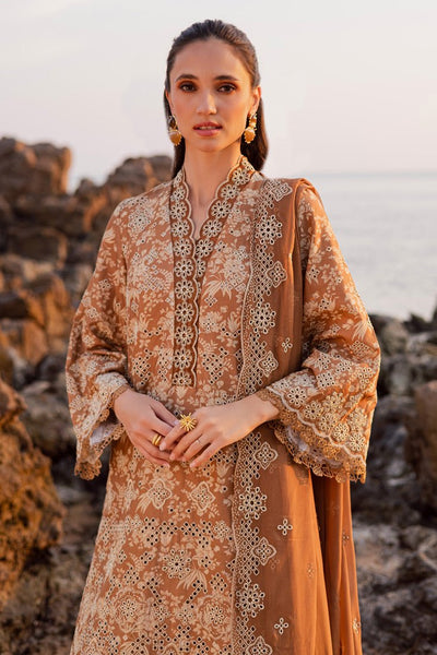 Marjjan | Sahil Lawn | MPL-85 B (Almond)-Brand:Marjjan-Type:Ladies Clothes-Rust Brown-Bana Dora-House of Maryam- Buy in UK, USA