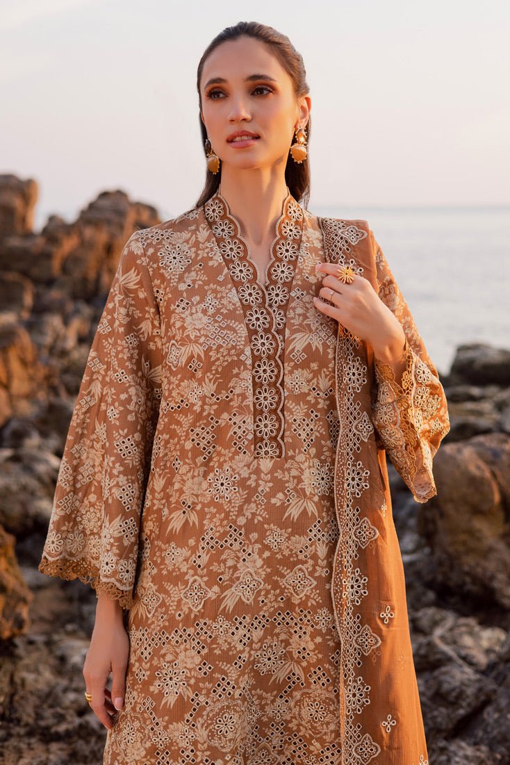 Marjjan | Sahil Lawn | MPL-85 B (Almond)-Brand:Marjjan-Type:Ladies Clothes-Rust Brown-Bana Dora-House of Maryam- Buy in UK, USA