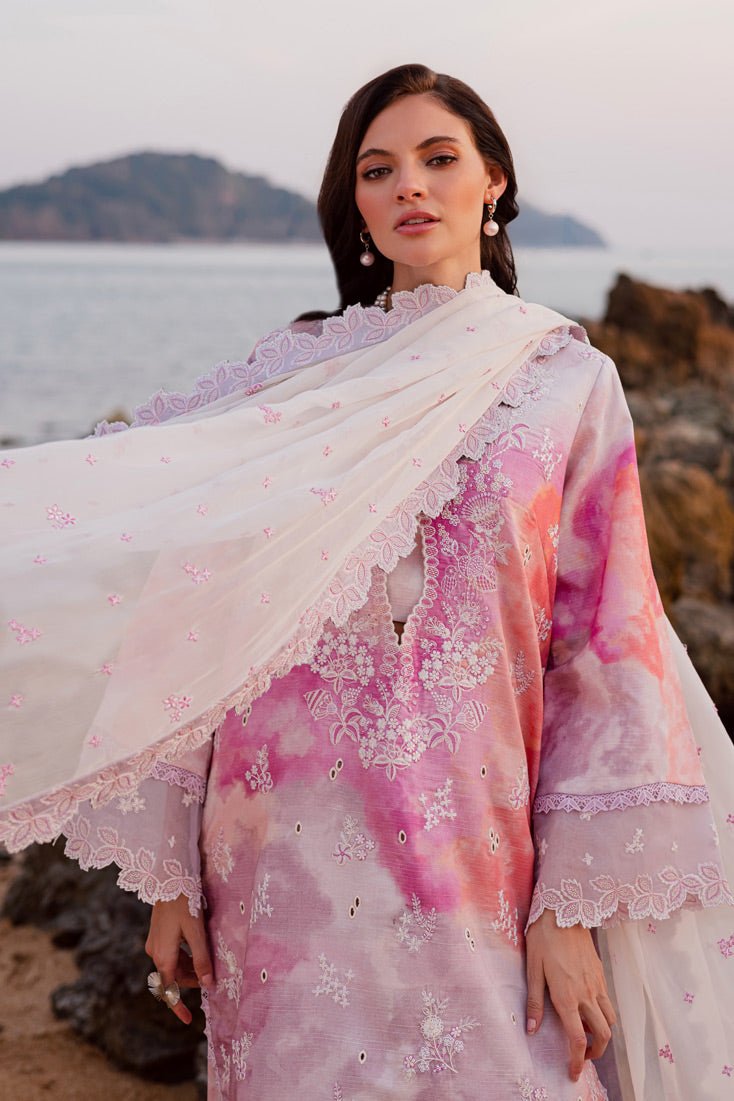 Marjjan | Sahil Lawn | MPL-86 A (Pink)-Brand:Marjjan-Type:Ladies Clothes-Pink-Bana Dora-House of Maryam- Buy in UK, USA