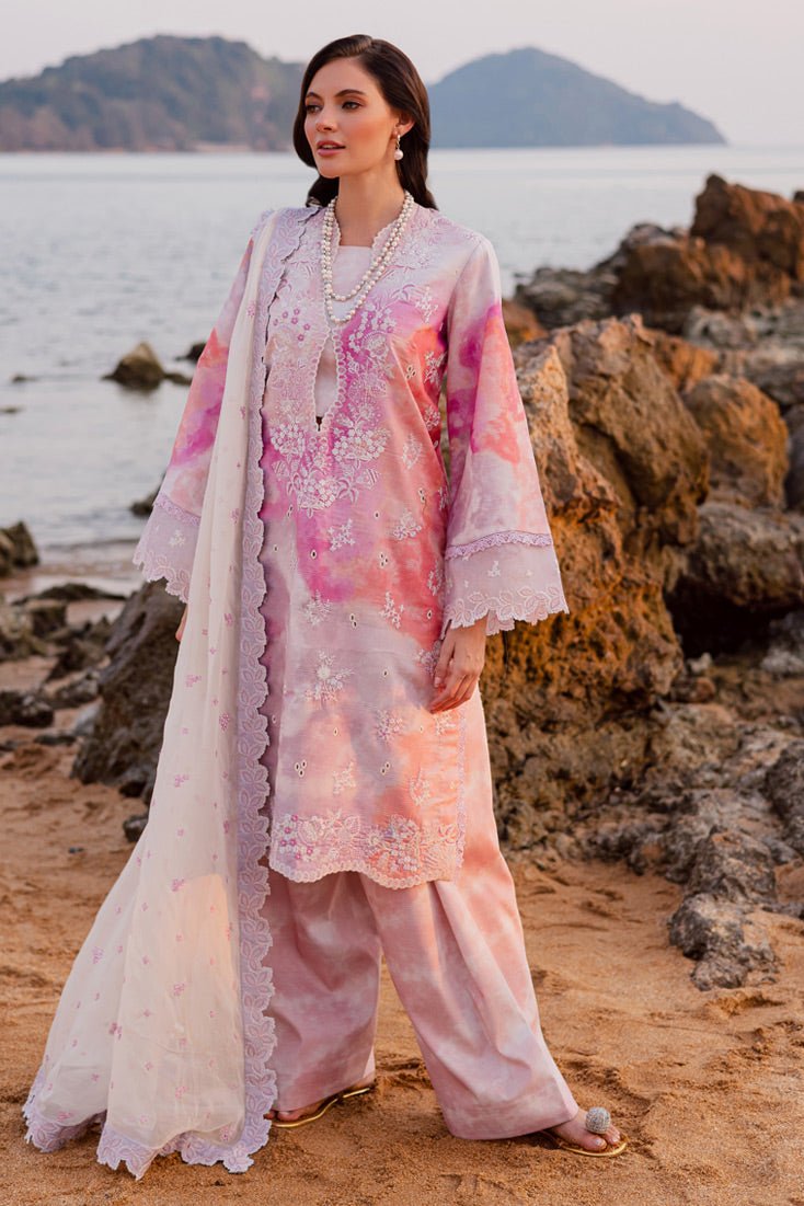 Marjjan | Sahil Lawn | MPL-86 A (Pink)-Brand:Marjjan-Type:Ladies Clothes-Pink-Bana Dora-House of Maryam- Buy in UK, USA
