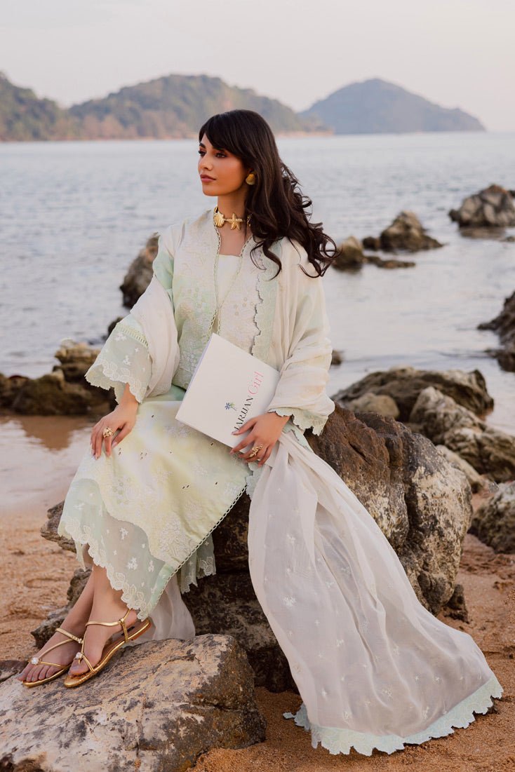 Marjjan | Sahil Lawn | MPL-86 B (Lime Green)-Brand:Marjjan-Type:Ladies Clothes-Off White-Bana Dora-House of Maryam- Buy in UK, USA
