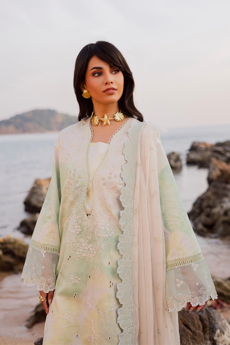 Marjjan | Sahil Lawn | MPL-86 B (Lime Green)-Brand:Marjjan-Type:Ladies Clothes-Off White-Bana Dora-House of Maryam- Buy in UK, USA