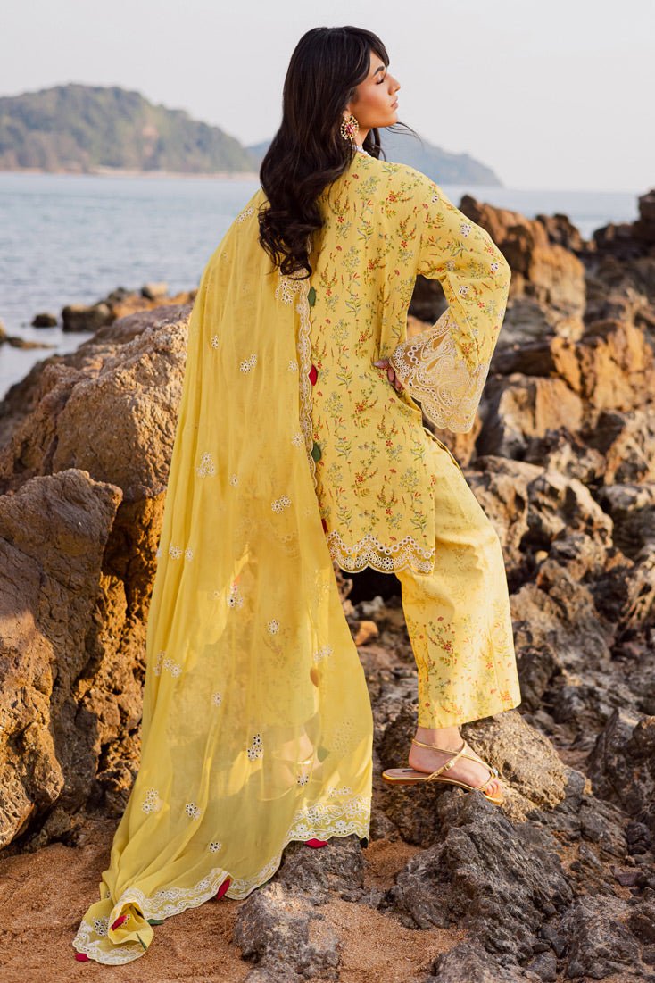 Marjjan | Sahil Lawn | MPL-87 A (Yellow)-Brand:Marjjan-Type:Ladies Clothes-Yellow-Bana Dora-House of Maryam- Buy in UK, USA