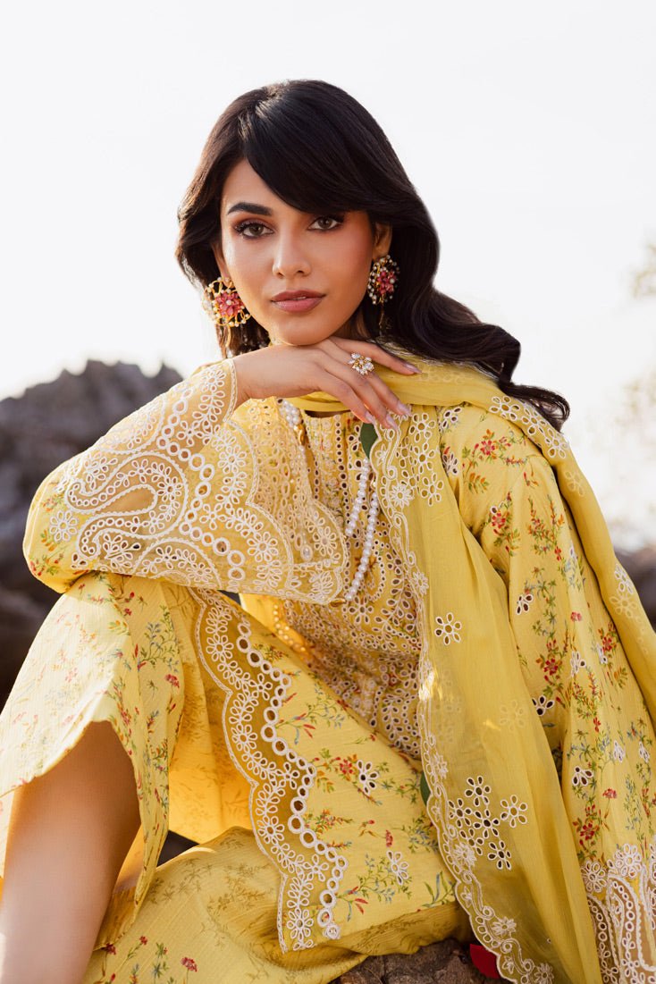 Marjjan | Sahil Lawn | MPL-87 A (Yellow)-Brand:Marjjan-Type:Ladies Clothes-Yellow-Bana Dora-House of Maryam- Buy in UK, USA