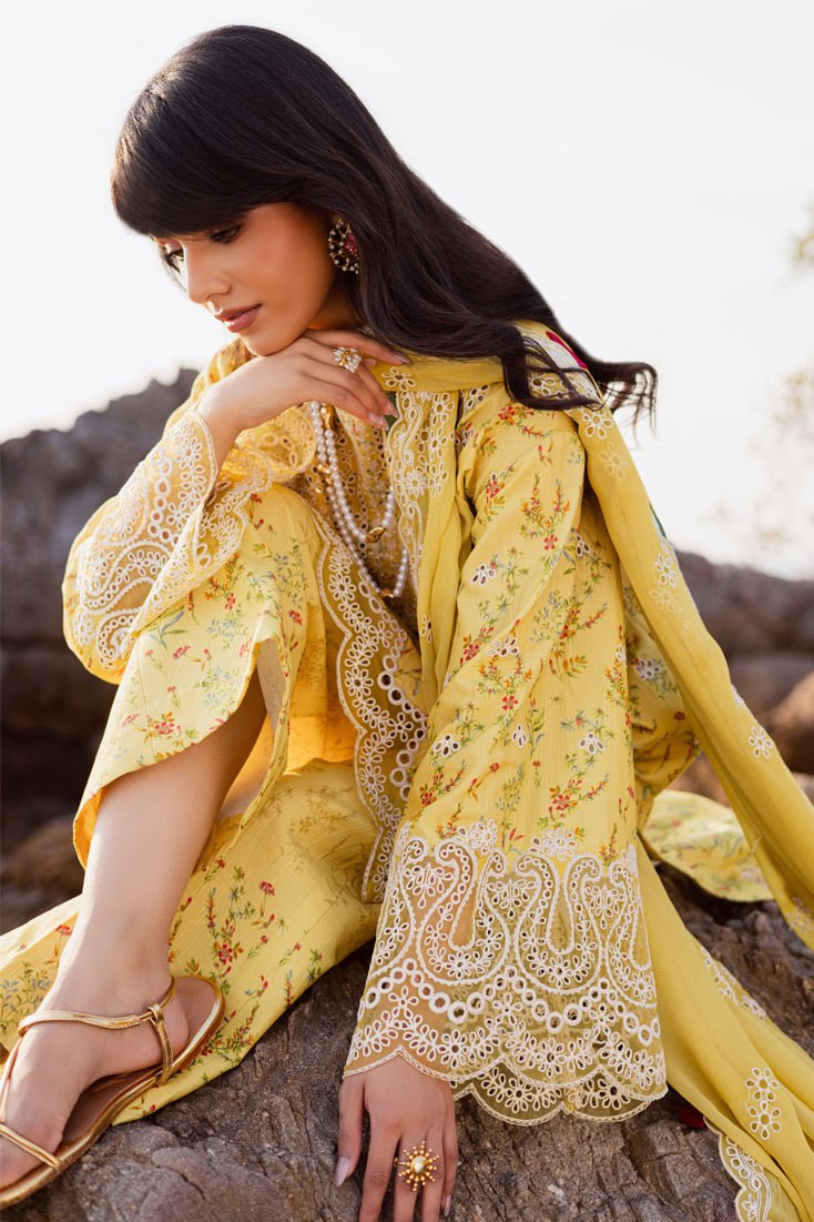 Marjjan | Sahil Lawn | MPL-87 A (Yellow)-Brand:Marjjan-Type:Ladies Clothes-Yellow-Bana Dora-House of Maryam- Buy in UK, USA