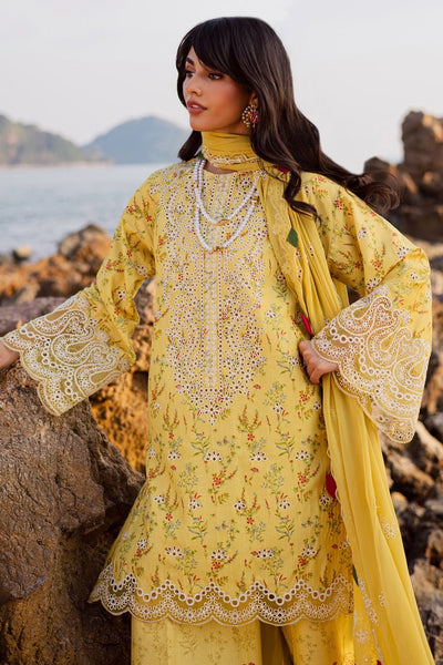 Marjjan | Sahil Lawn | MPL-87 A (Yellow)-Brand:Marjjan-Type:Ladies Clothes-Yellow-Bana Dora-House of Maryam- Buy in UK, USA