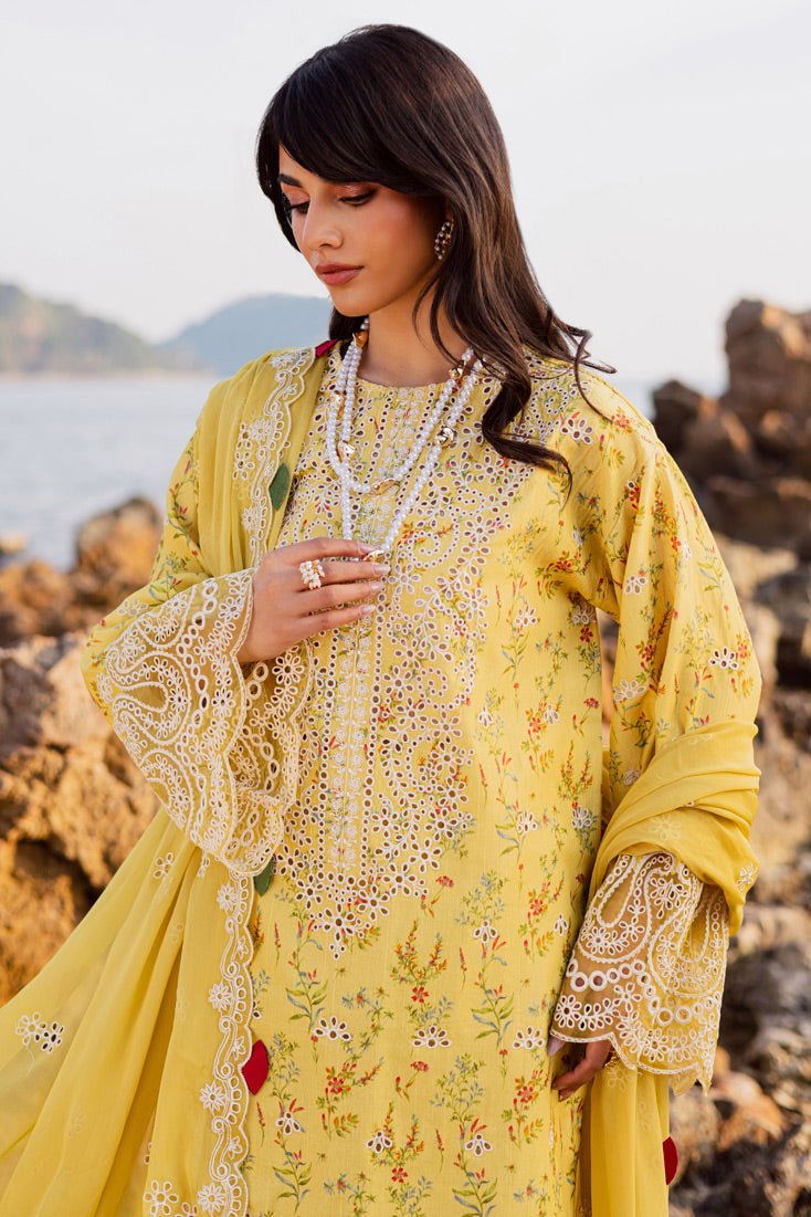 Marjjan | Sahil Lawn | MPL-87 A (Yellow)-Brand:Marjjan-Type:Ladies Clothes-Yellow-Bana Dora-House of Maryam- Buy in UK, USA