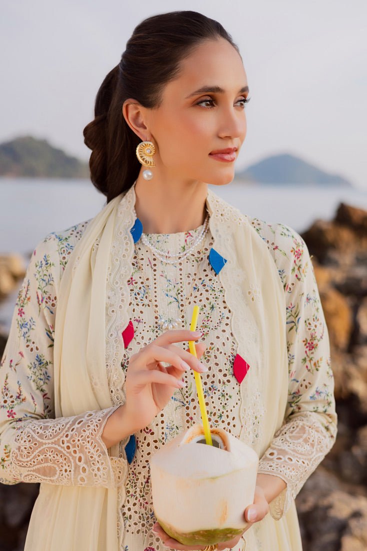 Marjjan | Sahil Lawn | MPL-87 B (Off White)-Brand:Marjjan-Type:Ladies Clothes-Off White-Bana Dora-House of Maryam- Buy in UK, USA