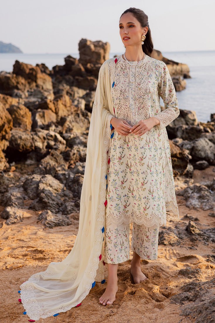 Marjjan | Sahil Lawn | MPL-87 B (Off White)-Brand:Marjjan-Type:Ladies Clothes-Off White-Bana Dora-House of Maryam- Buy in UK, USA