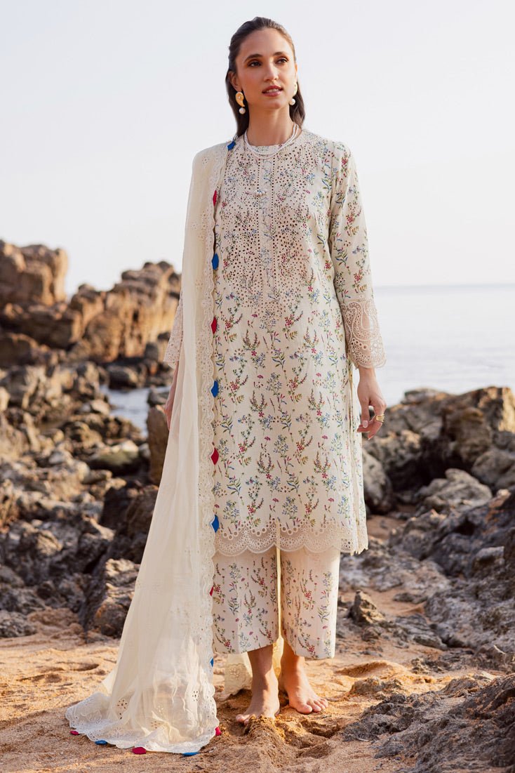 Marjjan | Sahil Lawn | MPL-87 B (Off White)-Brand:Marjjan-Type:Ladies Clothes-Off White-Bana Dora-House of Maryam- Buy in UK, USA