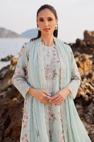 Marjjan | Sahil Lawn | MPL-88 A (Ferozi)-Brand:Marjjan-Type:Ladies Clothes-Ice Blue-Bana Dora-House of Maryam- Buy in UK, USA