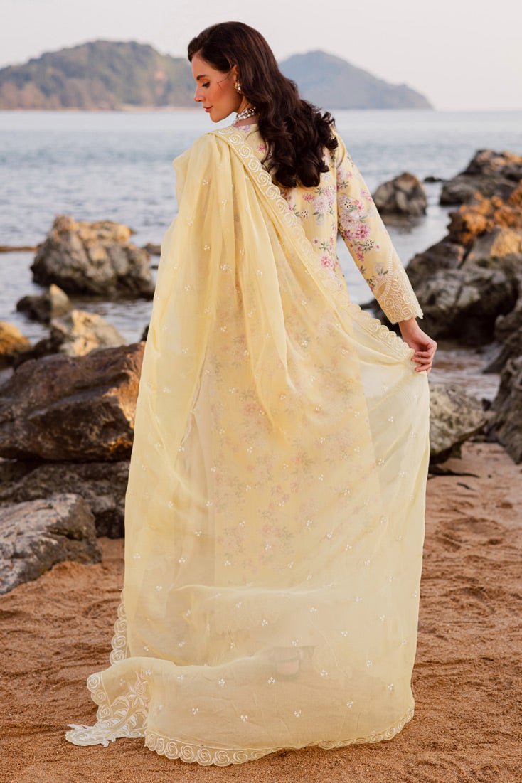 Marjjan | Sahil Lawn | MPL-88 B (Yellow)-Brand:Marjjan-Type:Ladies Clothes-Pale Yellow-Bana Dora-House of Maryam- Buy in UK, USA