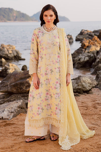 Marjjan | Sahil Lawn | MPL-88 B (Yellow)-Brand:Marjjan-Type:Ladies Clothes-Pale Yellow-Bana Dora-House of Maryam- Buy in UK, USA
