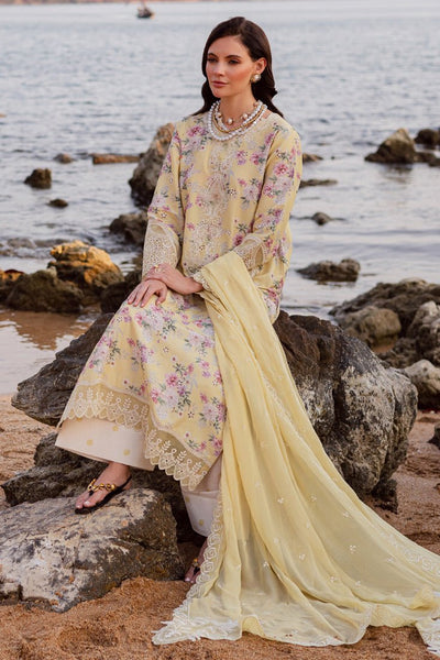 Marjjan | Sahil Lawn | MPL-88 B (Yellow)-Brand:Marjjan-Type:Ladies Clothes-Pale Yellow-Bana Dora-House of Maryam- Buy in UK, USA
