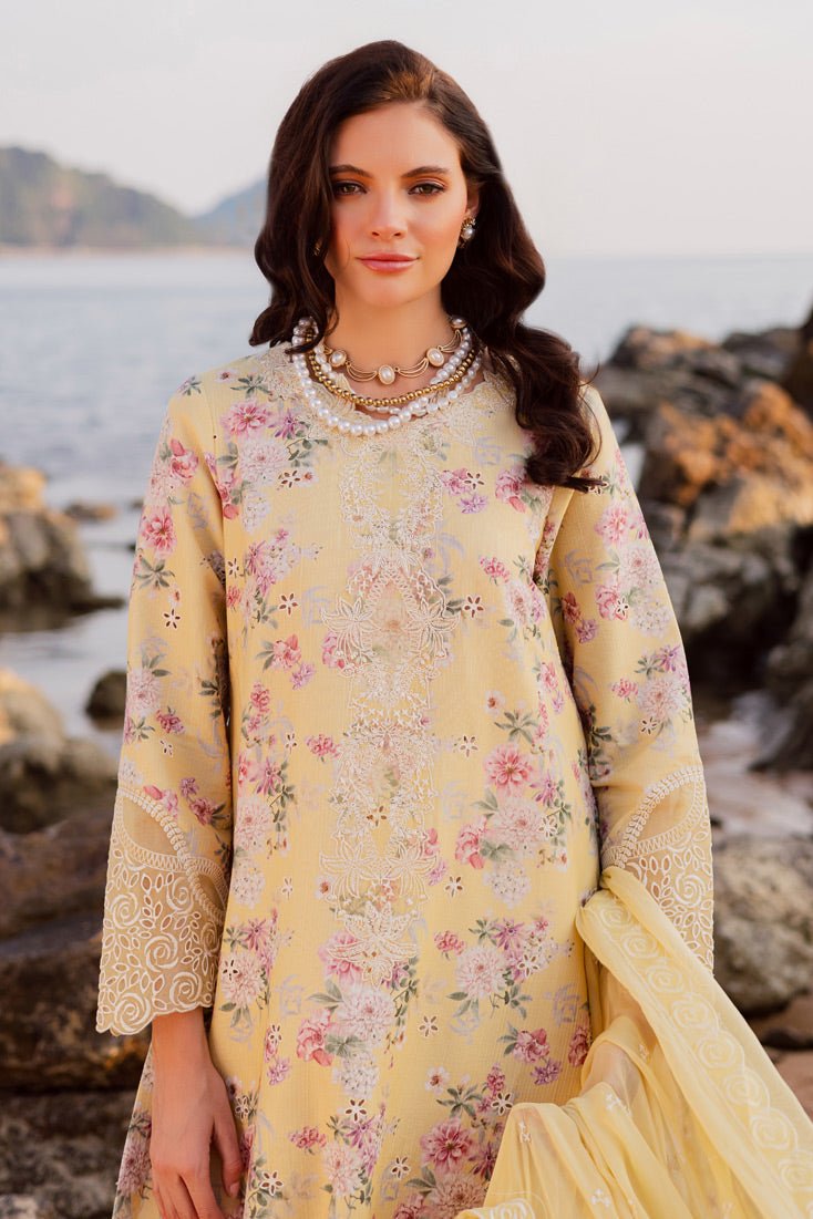 Marjjan | Sahil Lawn | MPL-88 B (Yellow)-Brand:Marjjan-Type:Ladies Clothes-Pale Yellow-Bana Dora-House of Maryam- Buy in UK, USA
