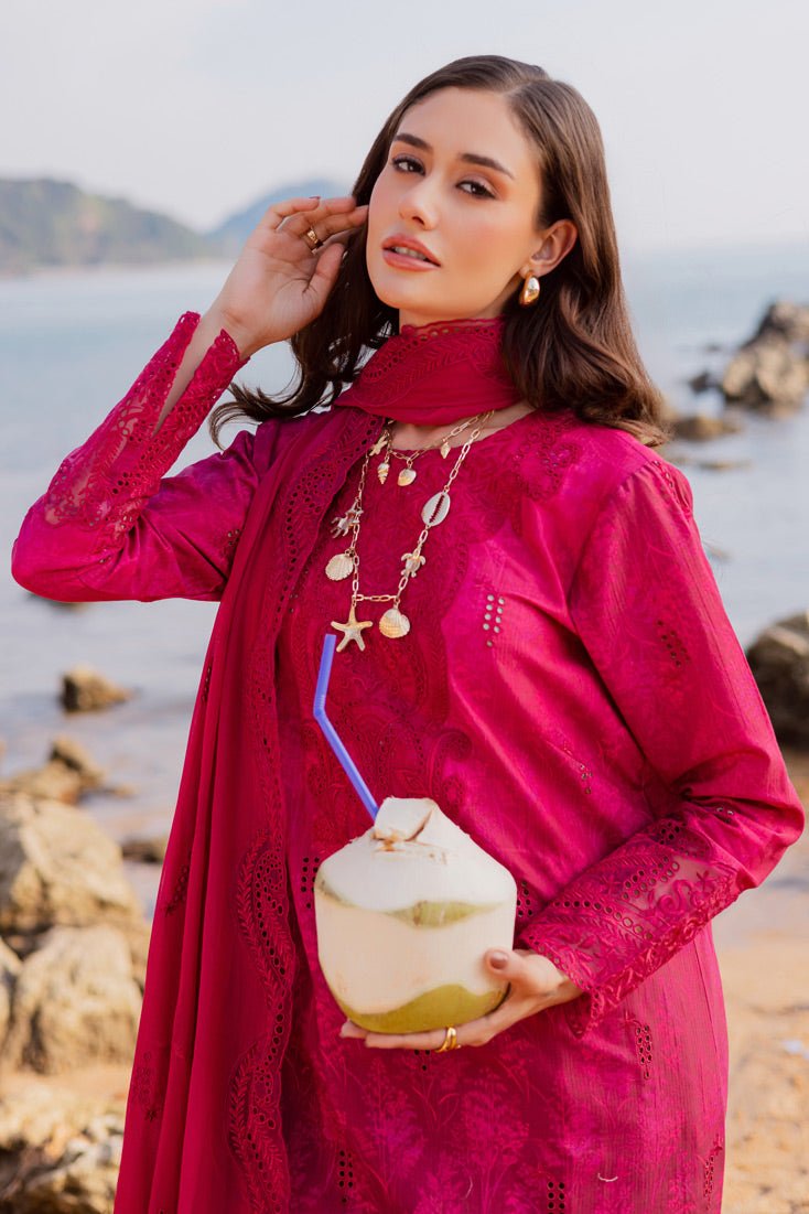 Marjjan | Sahil Lawn | MPL-89 A (Hot Pink)-Brand:Marjjan-Type:Ladies Clothes-Shocking Pink-Bana Dora-House of Maryam- Buy in UK, USA