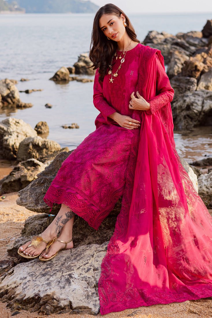 Marjjan | Sahil Lawn | MPL-89 A (Hot Pink)-Brand:Marjjan-Type:Ladies Clothes-Shocking Pink-Bana Dora-House of Maryam- Buy in UK, USA