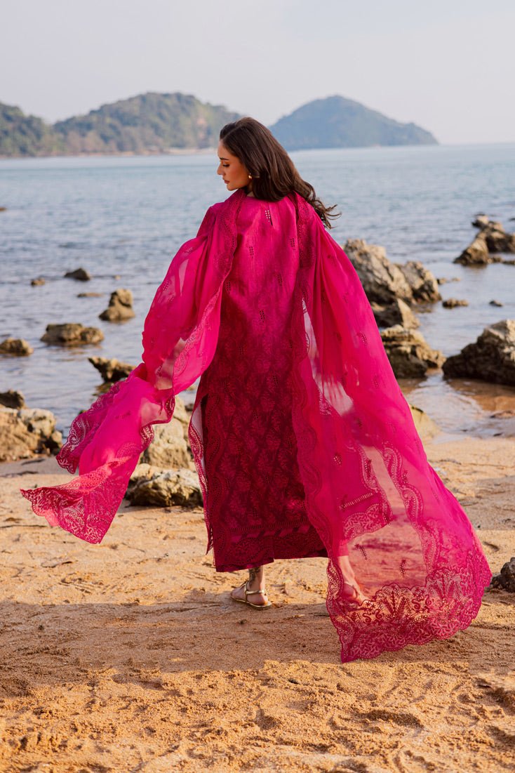 Marjjan | Sahil Lawn | MPL-89 A (Hot Pink)-Brand:Marjjan-Type:Ladies Clothes-Shocking Pink-Bana Dora-House of Maryam- Buy in UK, USA