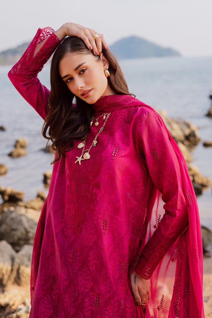Marjjan | Sahil Lawn | MPL-89 A (Hot Pink)-Brand:Marjjan-Type:Ladies Clothes-Shocking Pink-Bana Dora-House of Maryam- Buy in UK, USA