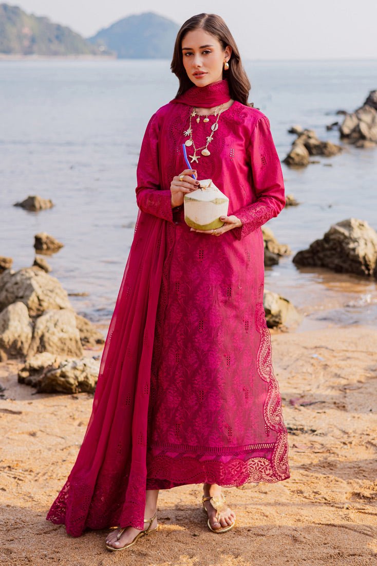 Marjjan | Sahil Lawn | MPL-89 A (Hot Pink)-Brand:Marjjan-Type:Ladies Clothes-Shocking Pink-Bana Dora-House of Maryam- Buy in UK, USA