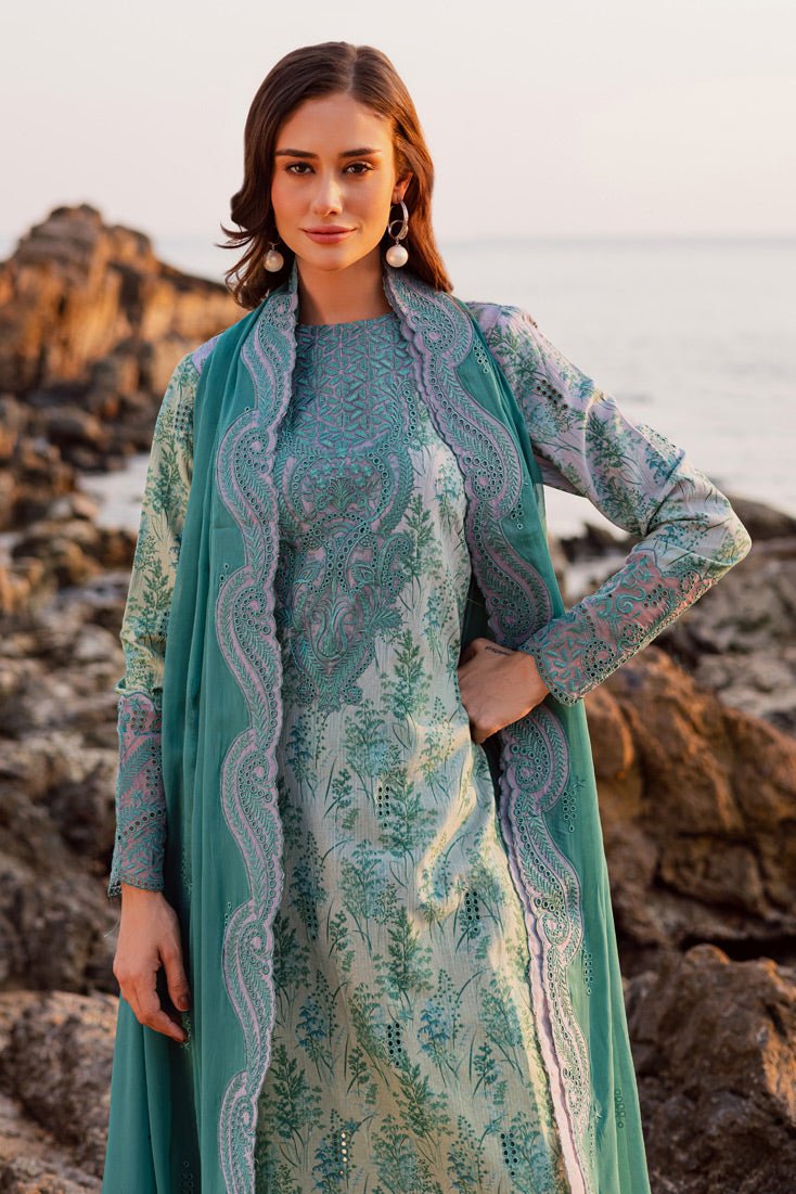 Marjjan | Sahil Lawn | MPL-89 B (Greyish Green)-Brand:Marjjan-Type:Ladies Clothes-Jade Green-Bana Dora-House of Maryam- Buy in UK, USA