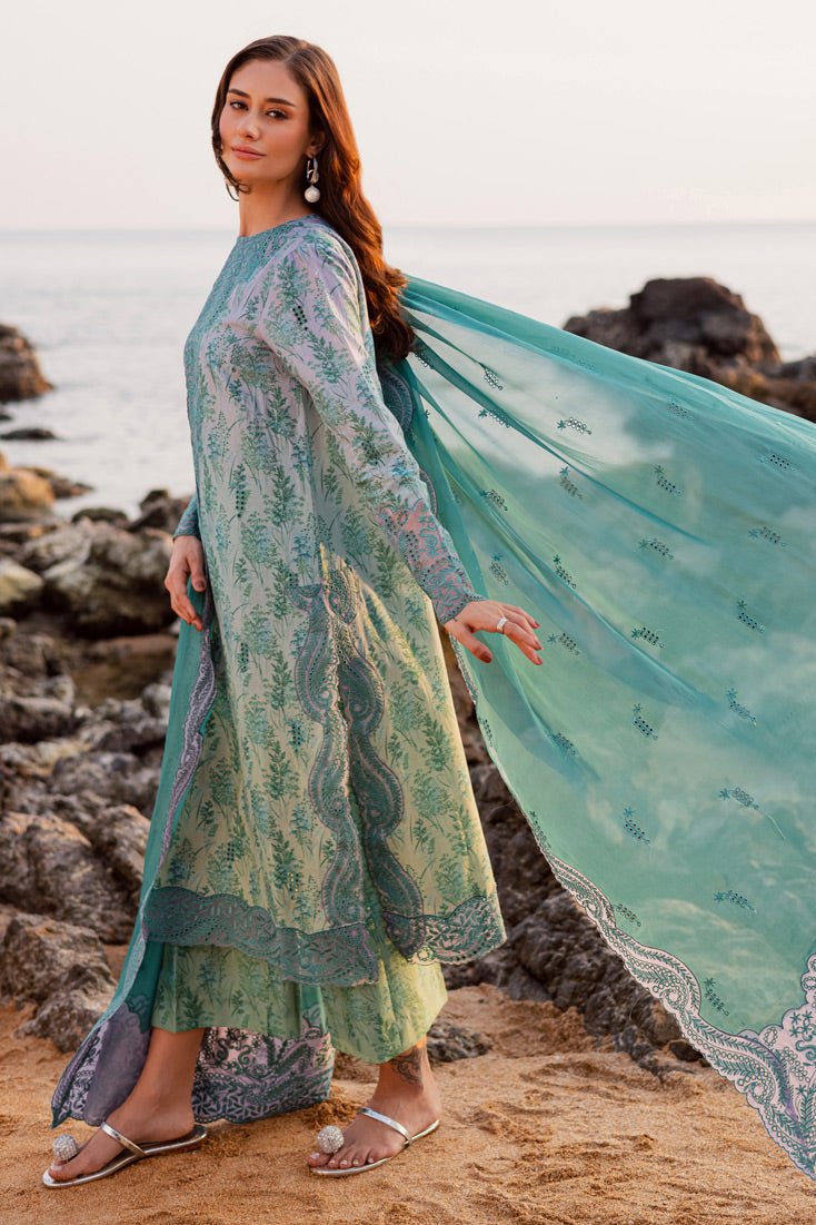 Marjjan | Sahil Lawn | MPL-89 B (Greyish Green)-Brand:Marjjan-Type:Ladies Clothes-Jade Green-Bana Dora-House of Maryam- Buy in UK, USA