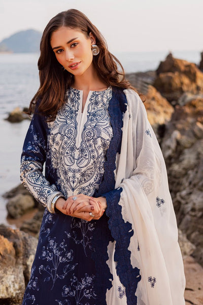Marjjan | Sahil Lawn | MPL-90 B (Navy Blue)-Brand:Marjjan-Type:Ladies Clothes-Navy Blue-Bana Dora-House of Maryam- Buy in UK, USA