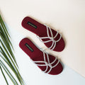 Maroon Passion Slides by Designer House of Maryam - House of Maryam - Pakistani Designer Ethnic Wear in {{ shop.shopifyCountryName }}