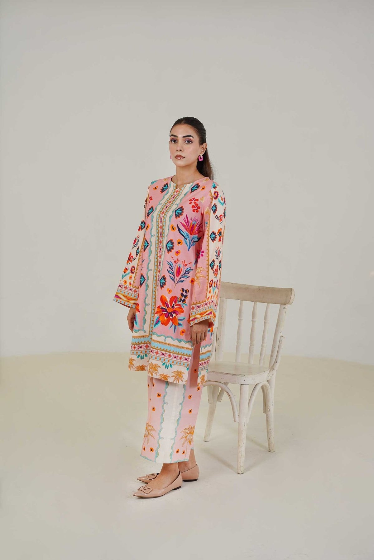 Maryam Hussain | Lawn Co Ord Sets | Set D-1-Brand:Maryam Hussain-Type:Ladies Clothes-Pink-Lawn-House of Maryam- Buy in UK, USA