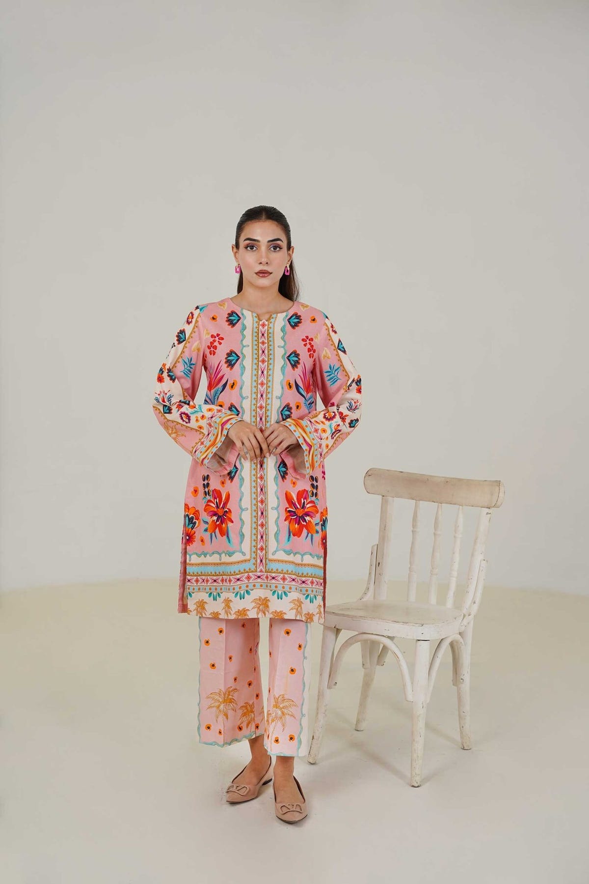 Maryam Hussain | Lawn Co Ord Sets | Set D-1-Brand:Maryam Hussain-Type:Ladies Clothes-Pink-Lawn-House of Maryam- Buy in UK, USA