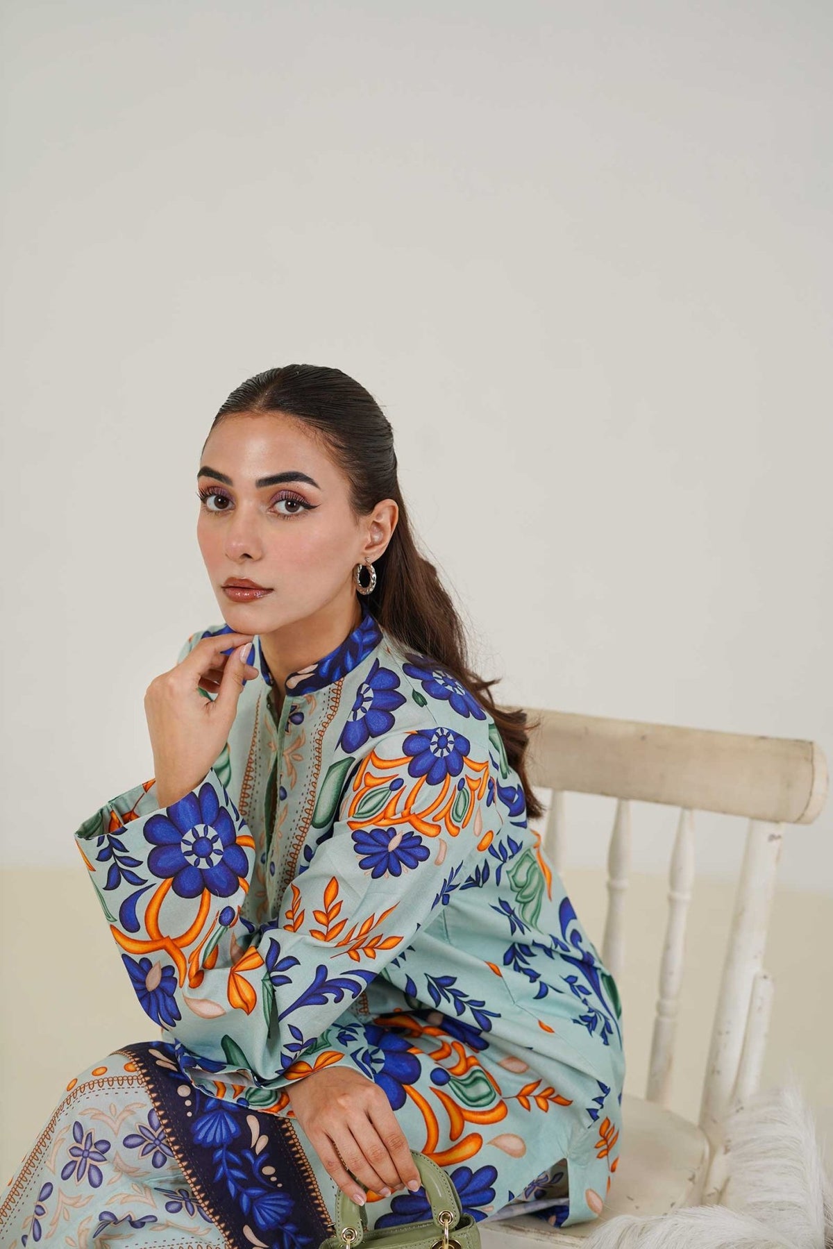 Maryam Hussain | Lawn Co Ord Sets | Set D-2-Brand:Maryam Hussain-Type:Ladies Clothes-Ice Blue-Lawn-House of Maryam- Buy in UK, USA