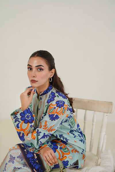 Maryam Hussain | Lawn Co Ord Sets | Set D-2-Brand:Maryam Hussain-Type:Ladies Clothes-Ice Blue-Lawn-House of Maryam- Buy in UK, USA