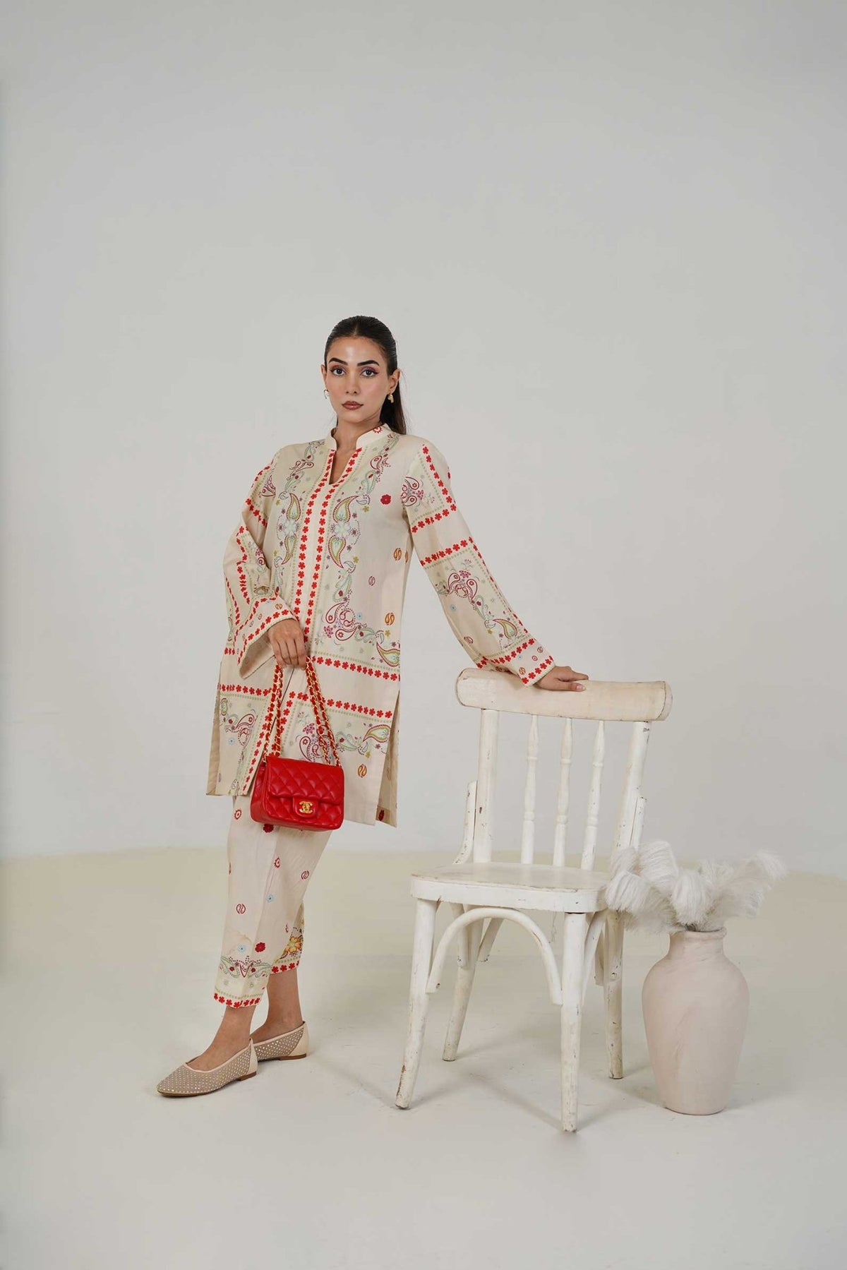 Maryam Hussain | Lawn Co Ord Sets | Set D-4-Brand:Maryam Hussain-Type:Ladies Clothes-Ivory-Lawn-House of Maryam- Buy in UK, USA