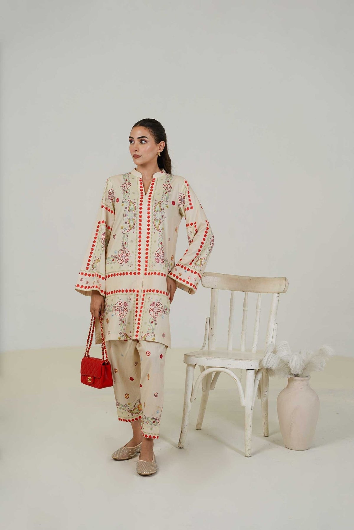 Maryam Hussain | Lawn Co Ord Sets | Set D-4-Brand:Maryam Hussain-Type:Ladies Clothes-Ivory-Lawn-House of Maryam- Buy in UK, USA