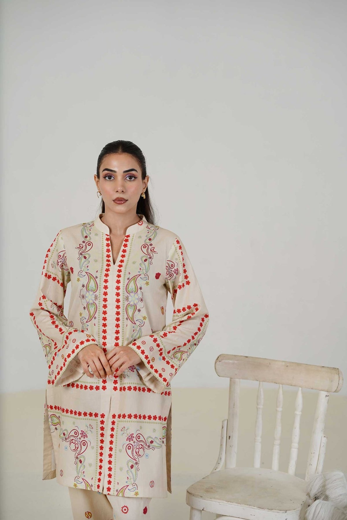 Maryam Hussain | Lawn Co Ord Sets | Set D-4-Brand:Maryam Hussain-Type:Ladies Clothes-Ivory-Lawn-House of Maryam- Buy in UK, USA