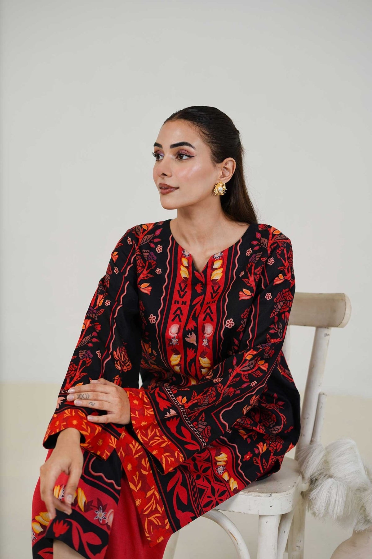 Maryam Hussain | Lawn Co Ord Sets | Set D-5-Brand:Maryam Hussain-Type:Ladies Clothes-Black-Lawn-House of Maryam- Buy in UK, USA