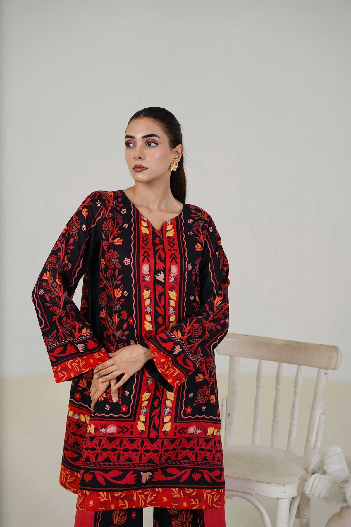 Maryam Hussain | Lawn Co Ord Sets | Set D-5-Brand:Maryam Hussain-Type:Ladies Clothes-Black-Lawn-House of Maryam- Buy in UK, USA