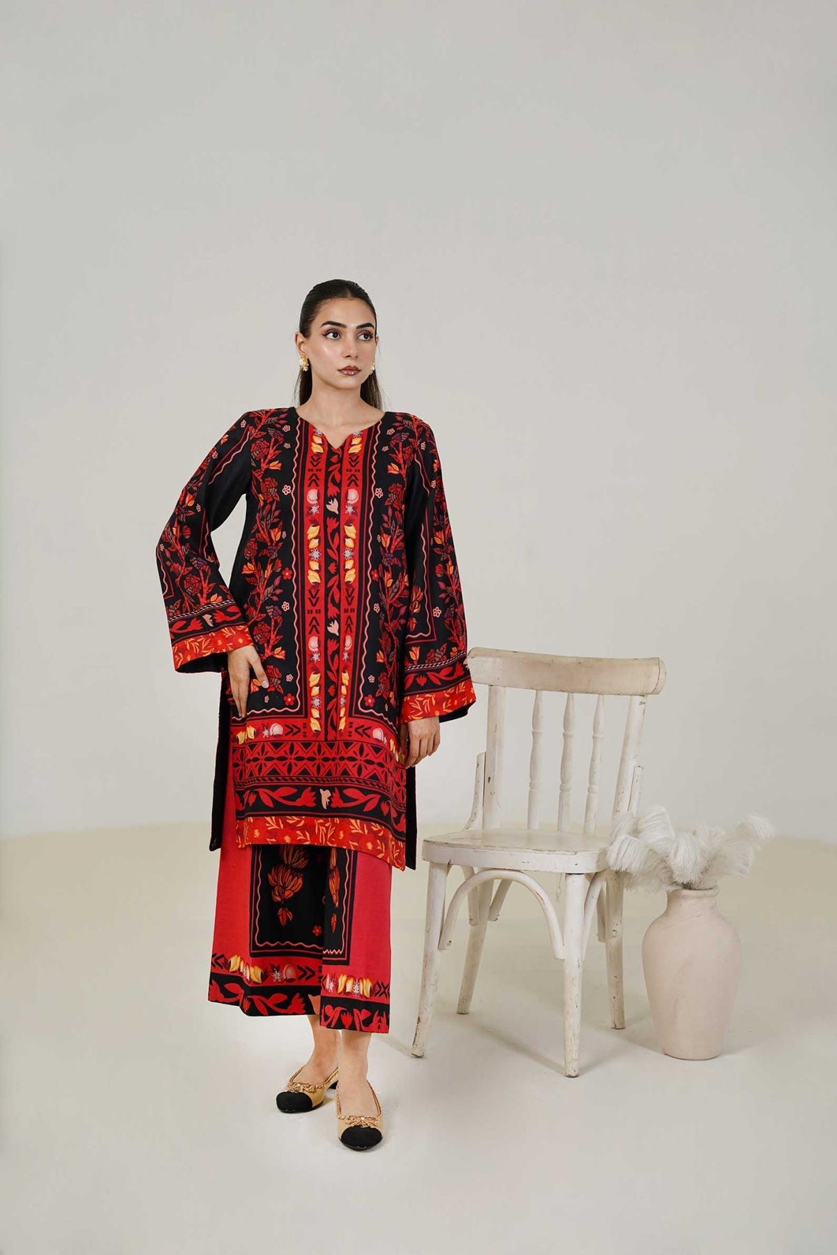 Maryam Hussain | Lawn Co Ord Sets | Set D-5-Brand:Maryam Hussain-Type:Ladies Clothes-Black-Lawn-House of Maryam- Buy in UK, USA