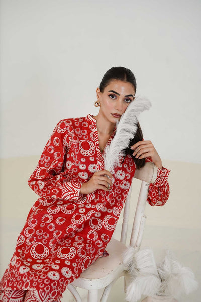 Maryam Hussain | Lawn Co Ord Sets | Set D-6-Brand:Maryam Hussain-Type:Ladies Clothes-Red-Lawn-House of Maryam- Buy in UK, USA