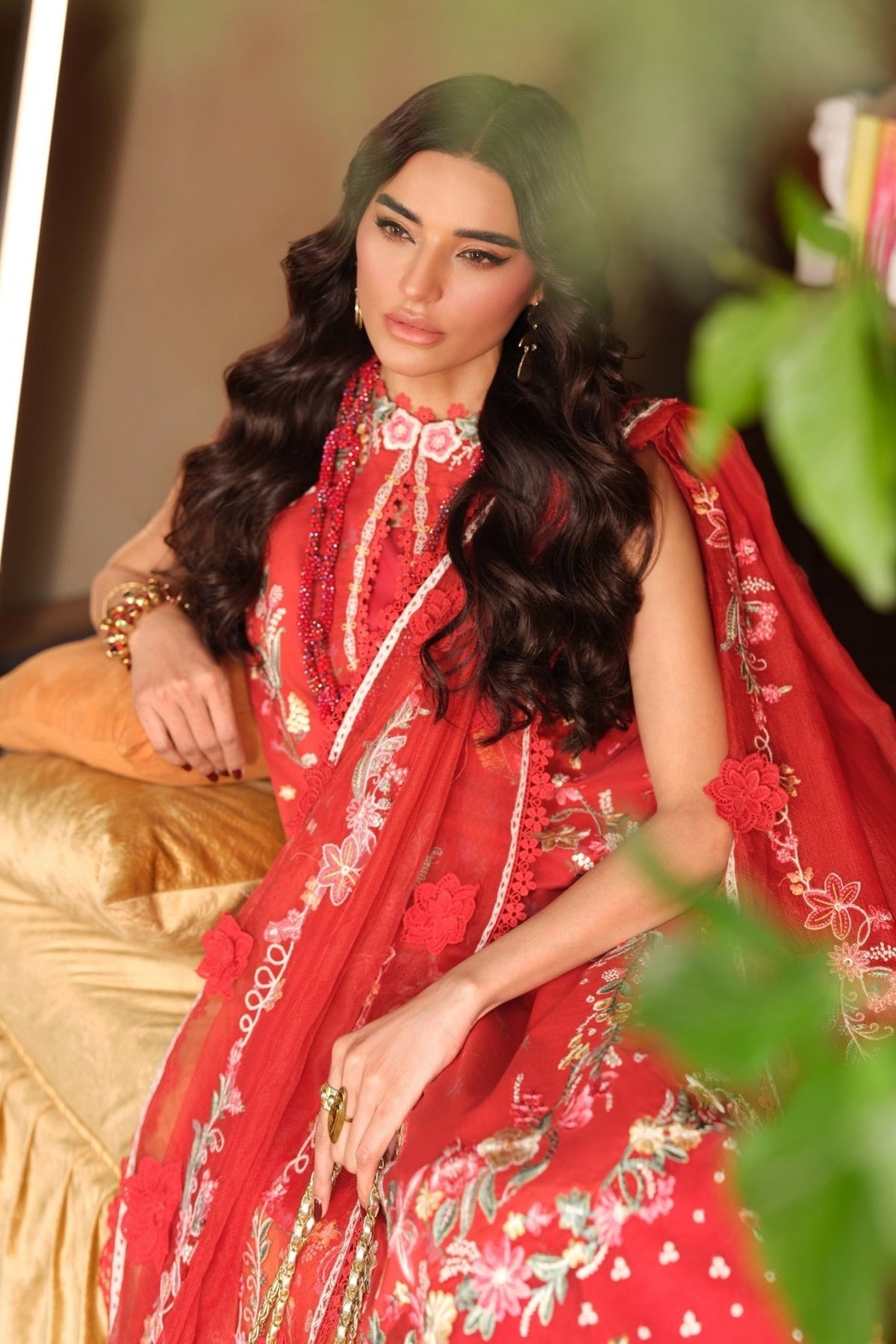 Maryam Hussain | Luxury Lawn 26 | Crimson-Brand:Maryam Hussain-Type:Ladies Clothes - House of Maryam- Buy in UK, USA