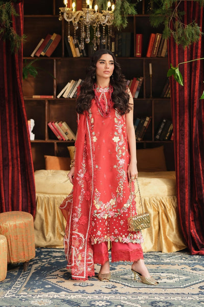 Maryam Hussain | Luxury Lawn 26 | Crimson-Brand:Maryam Hussain-Type:Ladies Clothes - House of Maryam- Buy in UK, USA