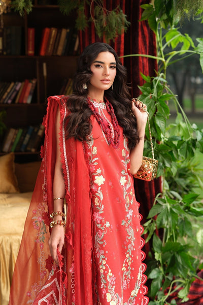 Maryam Hussain | Luxury Lawn 26 | Crimson-Brand:Maryam Hussain-Type:Ladies Clothes - House of Maryam- Buy in UK, USA